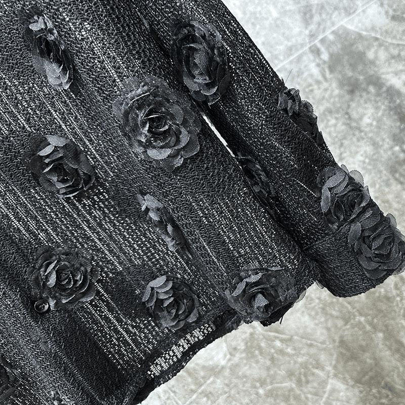 N0711 Fashion shirt with hollowed-out thin rose design