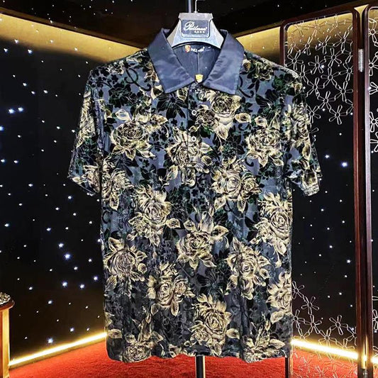 N0624 Fashion new style gold flower casual short sleeve