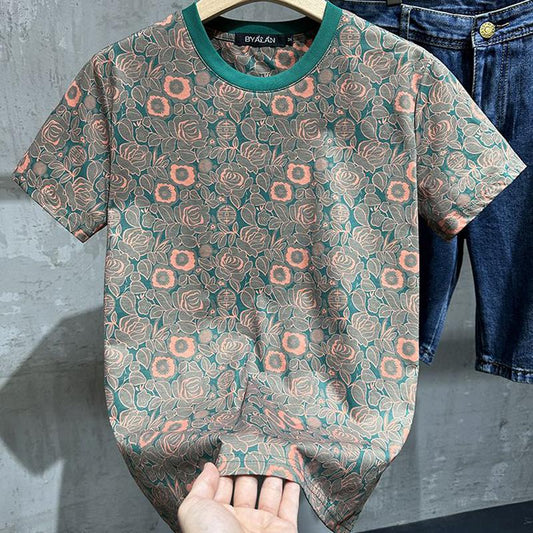 N0812 New summer men's printed short sleeves