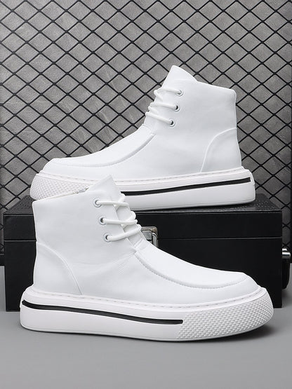 2024 new trendy white high-top shoes for men, versatile