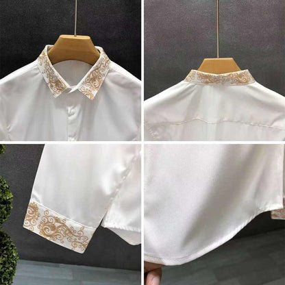 N0806 Men's embroidered stretch shirt