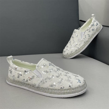 Casual diamond-encrusted slip-on