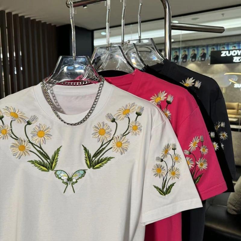 N0718 2024 New Embroidery Fashionable All-match Round Neck T-shirt