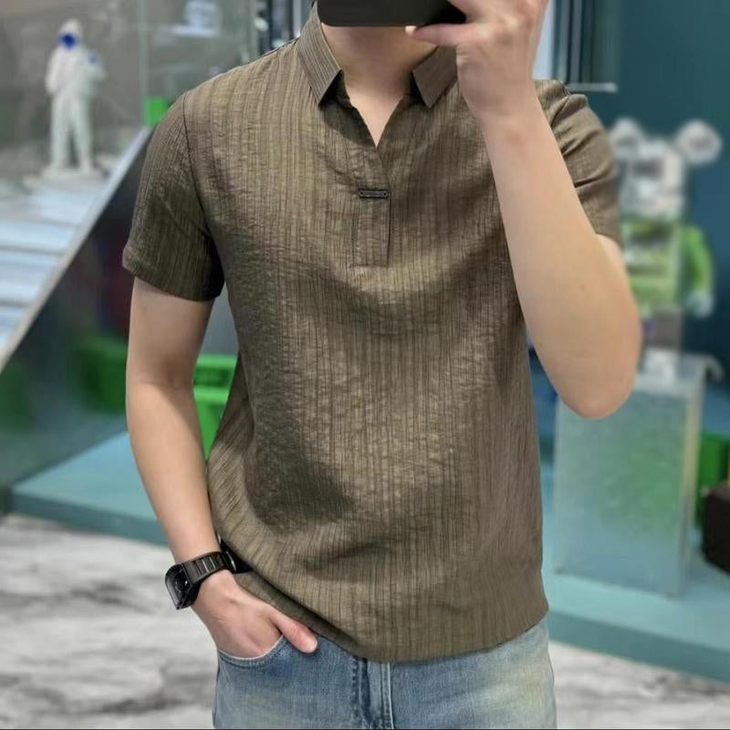 N0615 Summer fashion all-match casual lapel solid color thin POLO shirt