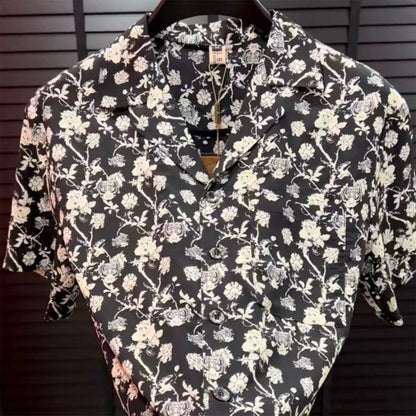 N0725 Summer new floral casual men's short-sleeved shirt