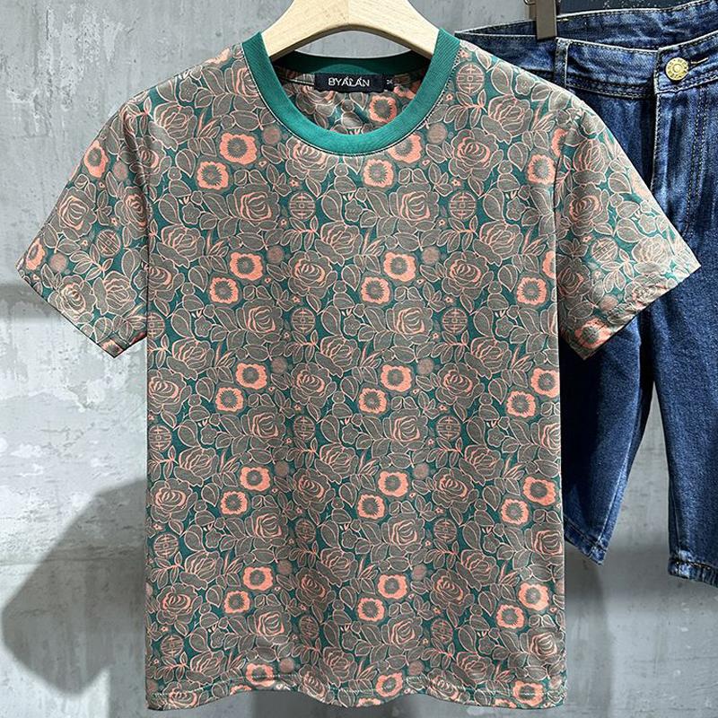 N0812 New summer men's printed short sleeves