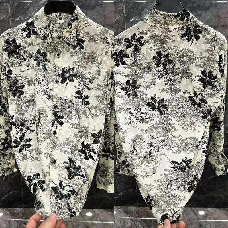 N0614 New Men's Printed Casual Sun Protection Shirt