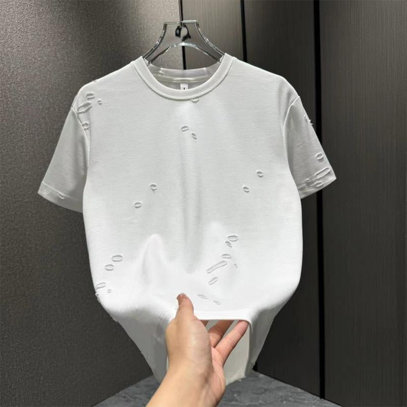 N0708 Men's personalized hole craft fashion T-shirt