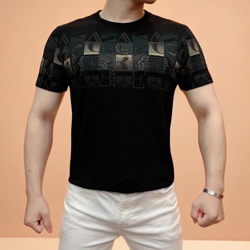 N0615 Men's Ice Silk Printed Trendy Casual Breathable Short Sleeves