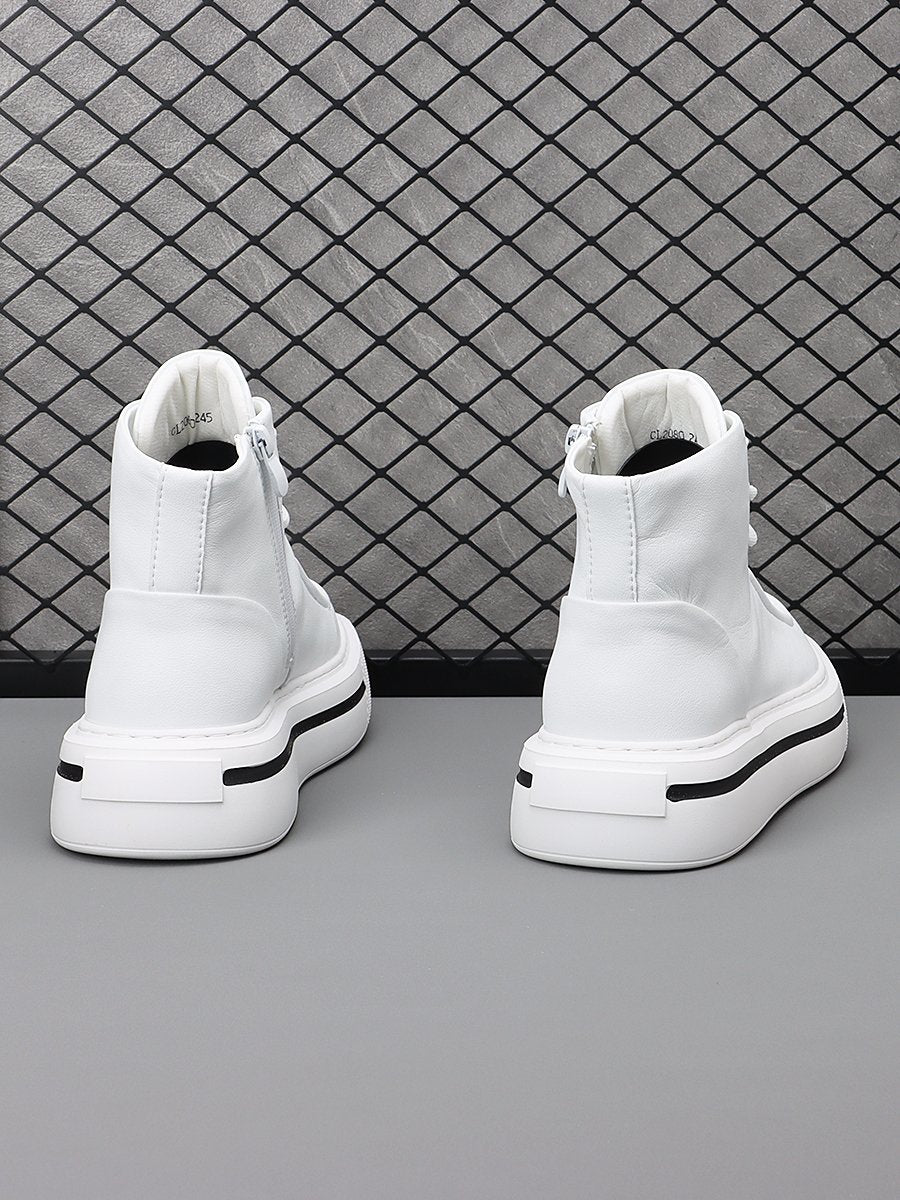 2024 new trendy white high-top shoes for men, versatile