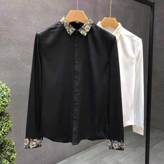 N0806 Men's embroidered stretch shirt