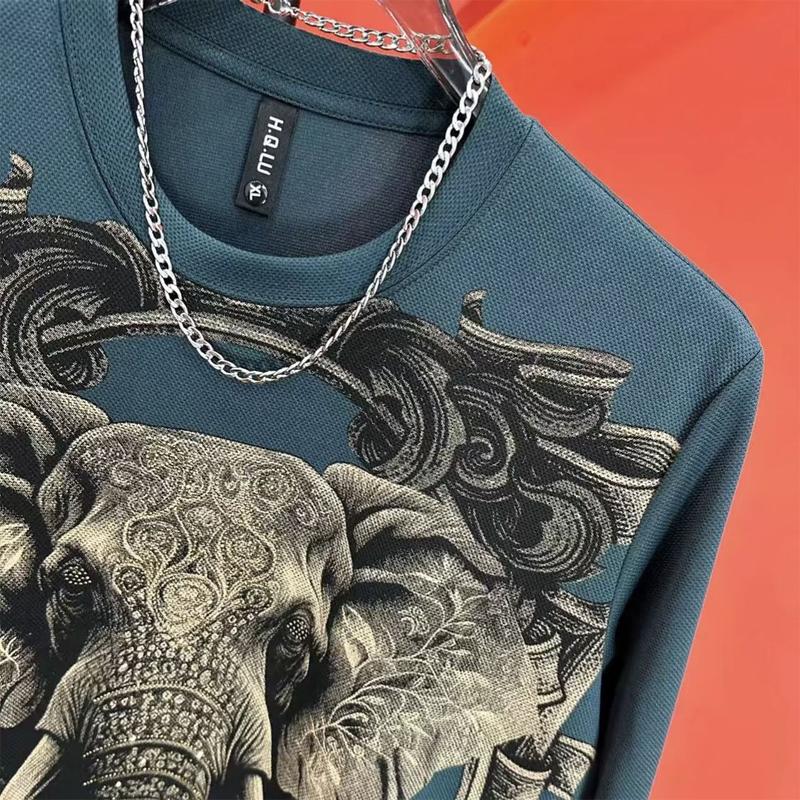 N0809 New Fashion Casual Elephant Print Sweatshirt