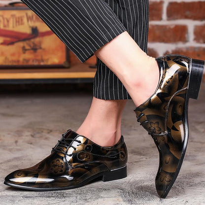 N0115 New shiny casual leather shoes
