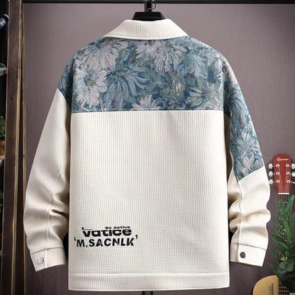 N0114 Men's trendy patchwork contrast color jacket