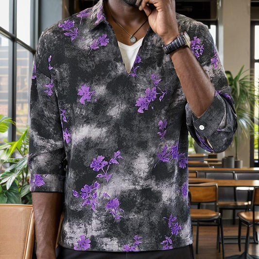 N0716 Men's printed ice silk casual short sleeves