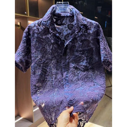 N0703 New style light luxury temperament jacquard short sleeves