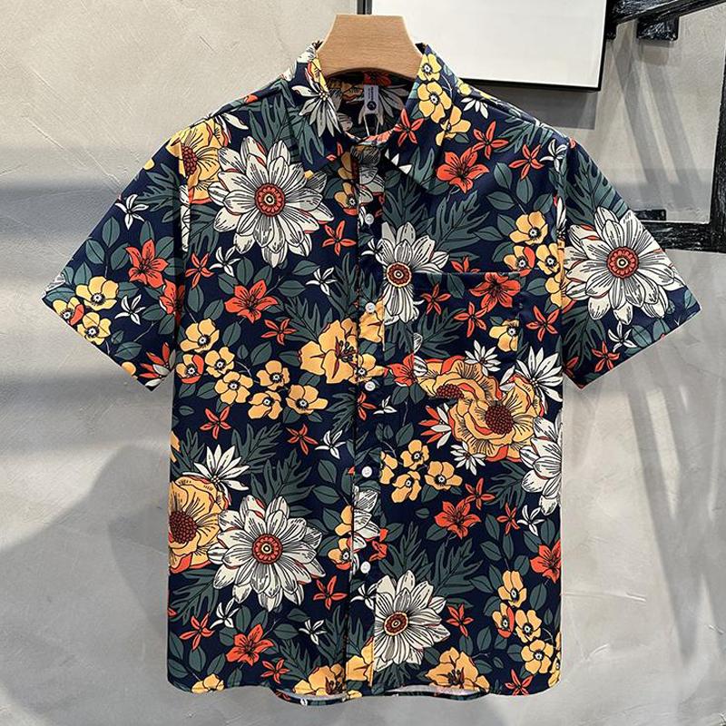 N0627 Summer Thin Fashion Printed Short Sleeve Shirt