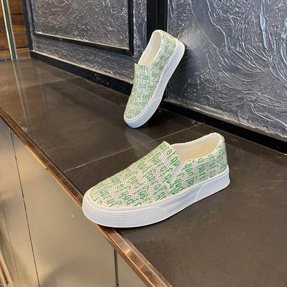 Men's lazy hot diamond printed slip-ons