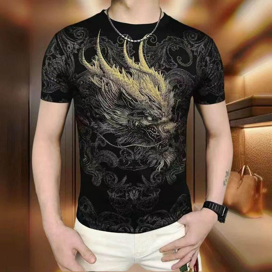 N0621 New Rhinestone Dragon Totem T-shirt