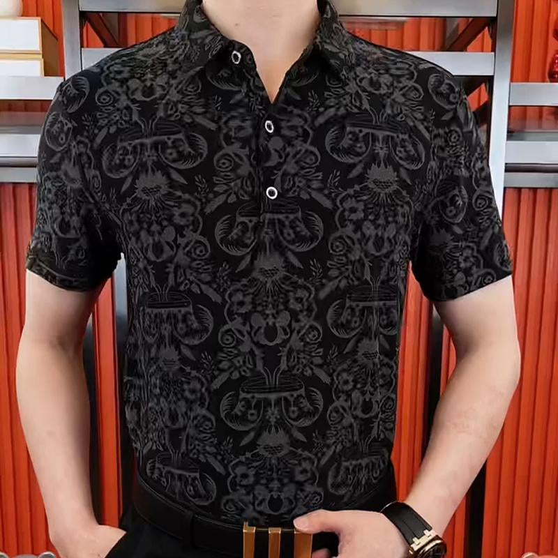 N0617 Summer Men's Ice Silk Lapel T-shirt