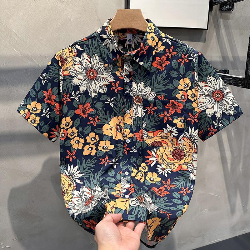 N0627 Summer Thin Fashion Printed Short Sleeve Shirt