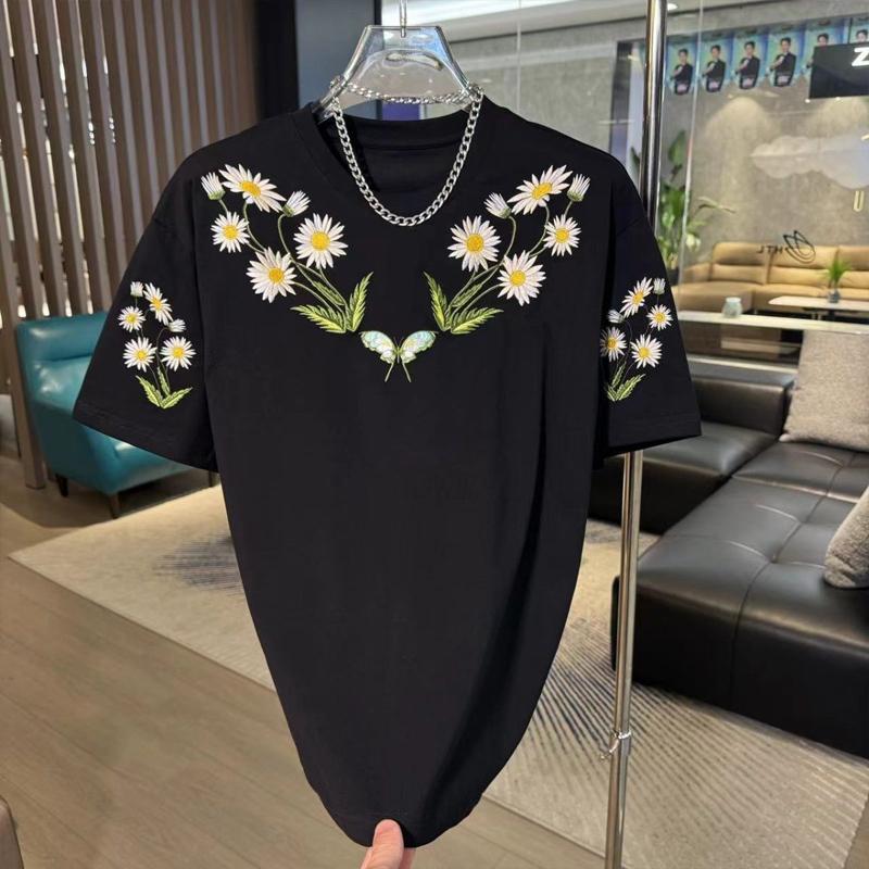 N0718 2024 New Embroidery Fashionable All-match Round Neck T-shirt