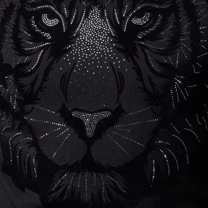 N0114 Men's high-end rhinestone tiger head sweatshirt