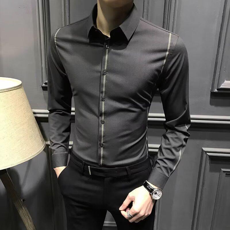 N0722 New solid color business casual shirt