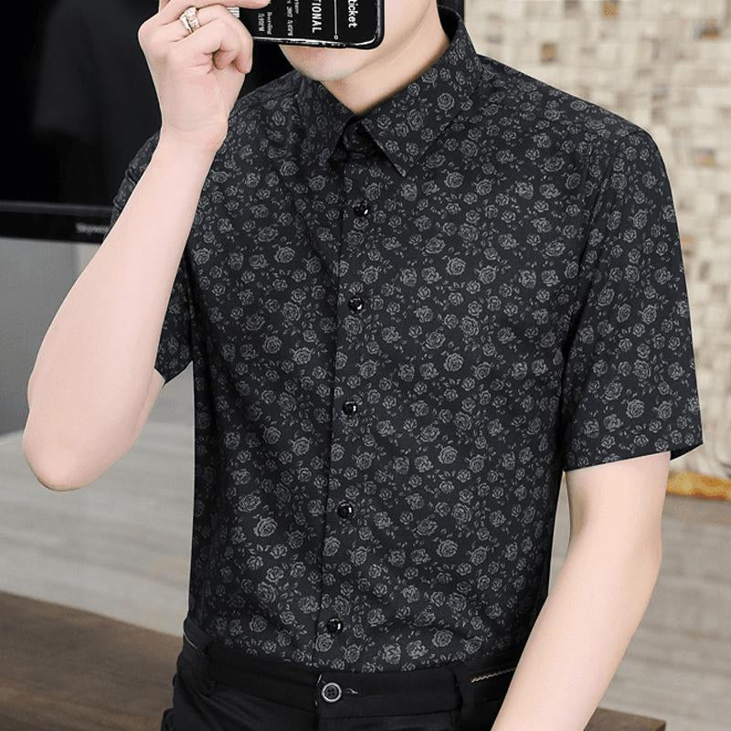 N0628 Summer Men's Fashion Printed Short Sleeve Shirt