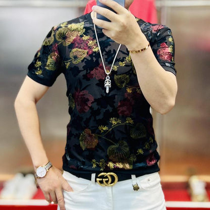 N0627 Men's high quality ice silk printed T-shirt