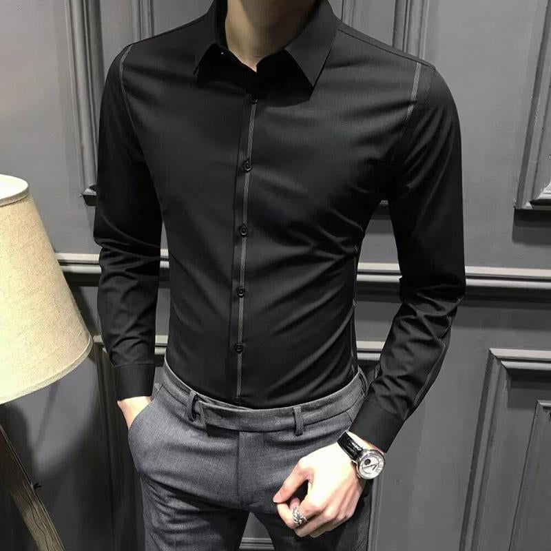 N0722 New solid color business casual shirt