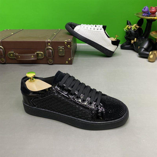 N0527 2024 new style rhinestone woven lace-up casual shoes