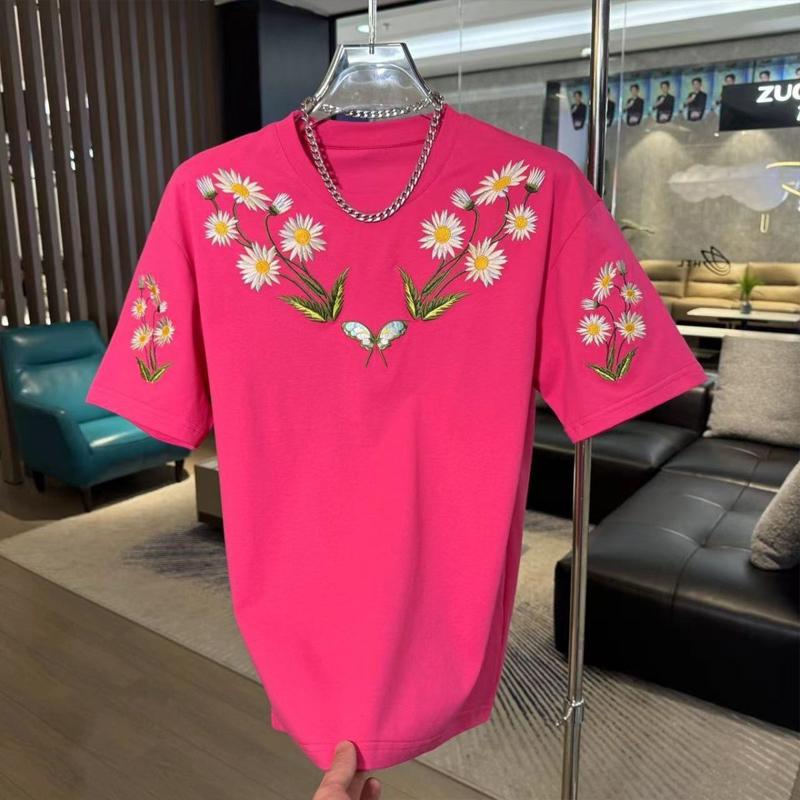 N0718 2024 New Embroidery Fashionable All-match Round Neck T-shirt