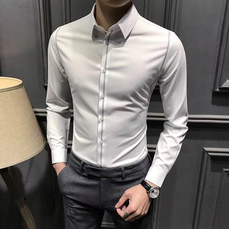 N0722 New solid color business casual shirt