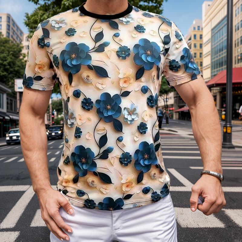 N0701 Summer Fashion Casual Slim Fit Printed T-shirt