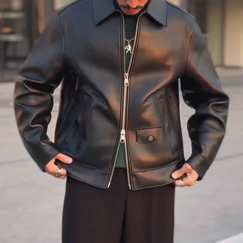 N1213 Men's trendy leather jacket