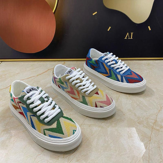 0603 Popular retro printed breathable casual cloth shoes