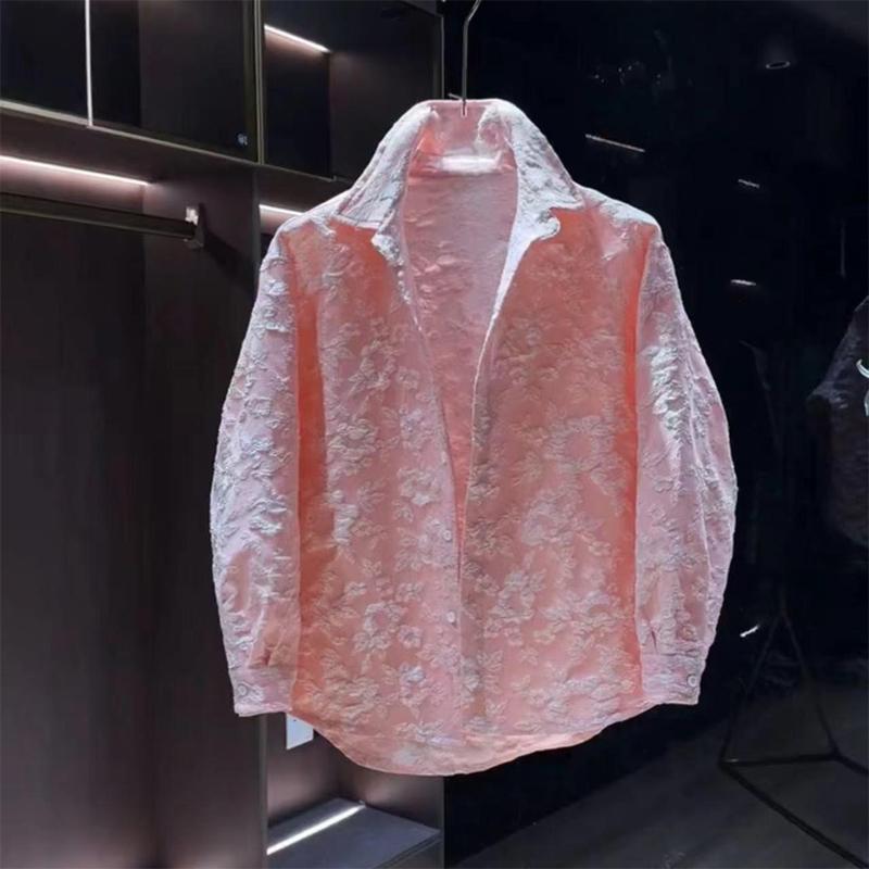 N0712 Spring and summer thin embossed trendy versatile shirt