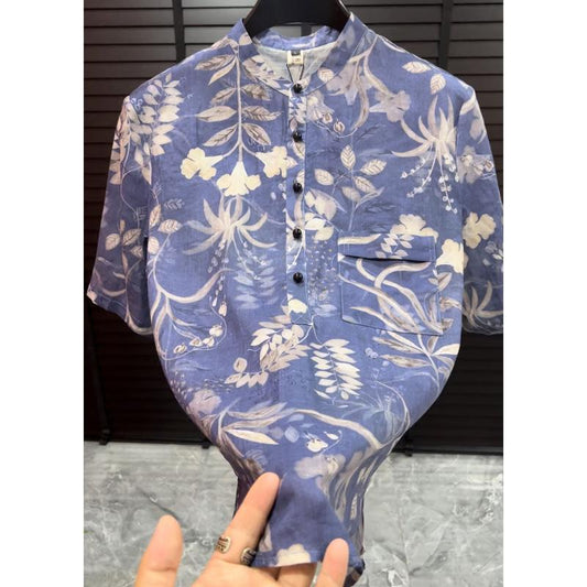 N0708 Summer new trend casual printed short-sleeved shirt