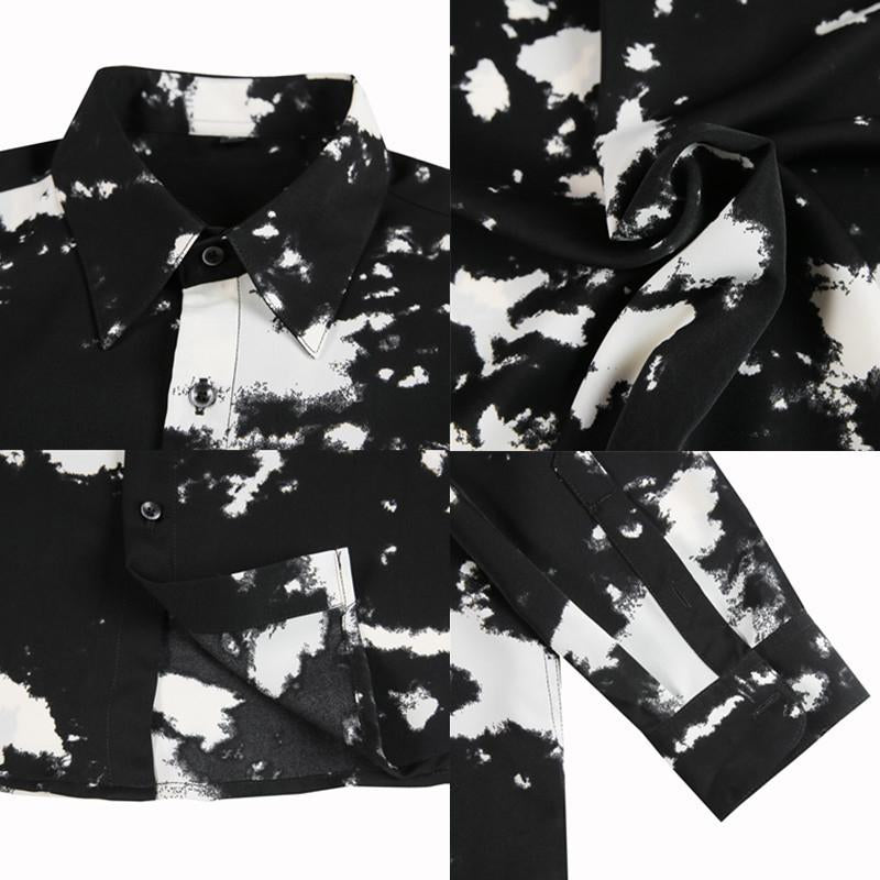 N1226 Men's Paint Style Print Long Sleeve Shirt