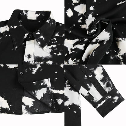 N1226 Men's Paint Style Print Long Sleeve Shirt