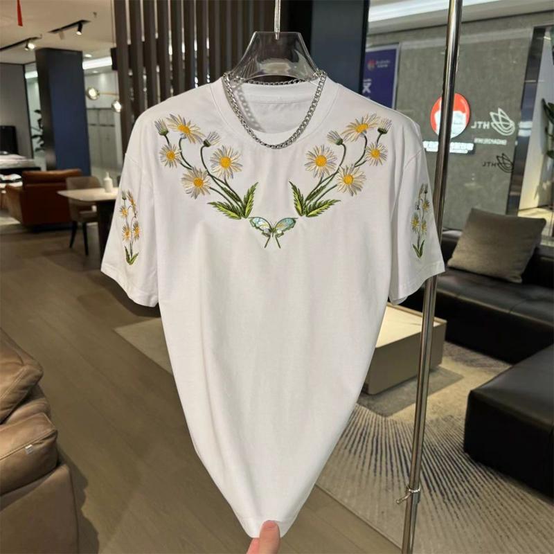 N0718 2024 New Embroidery Fashionable All-match Round Neck T-shirt