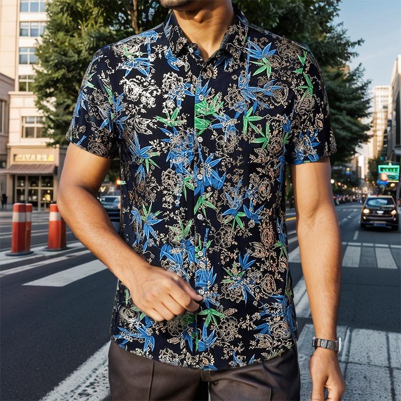 N0702 New arrival casual business loose printed shirt