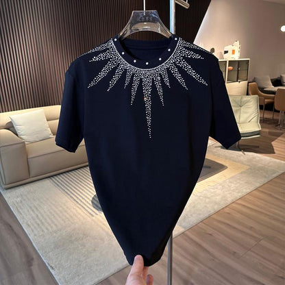 N0718 Summer new rhinestone personalized T-shirt