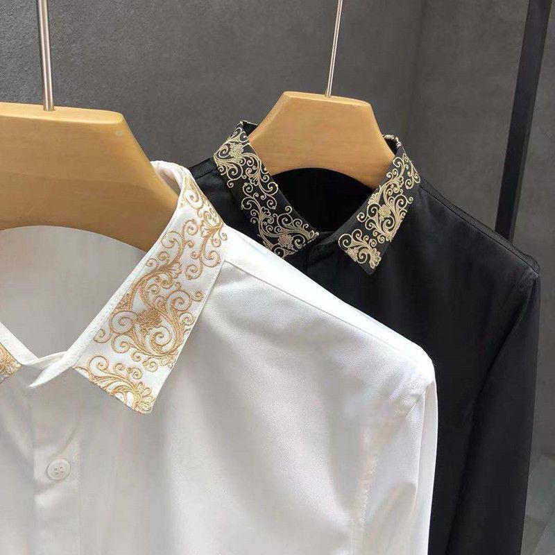 N0806 Men's embroidered stretch shirt