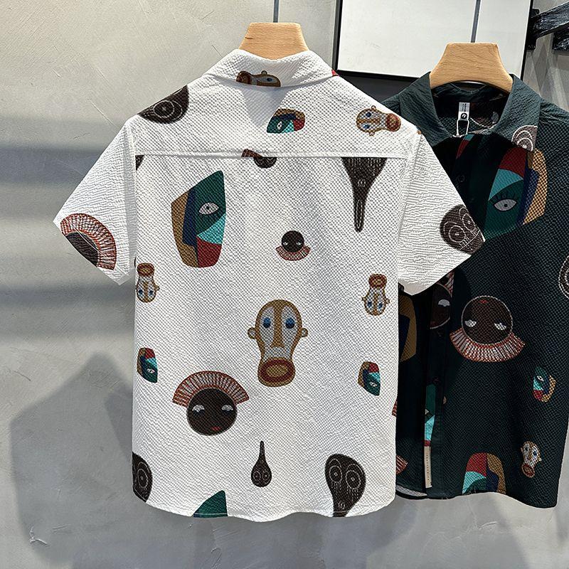 N0723 New summer creative print short-sleeved shirt