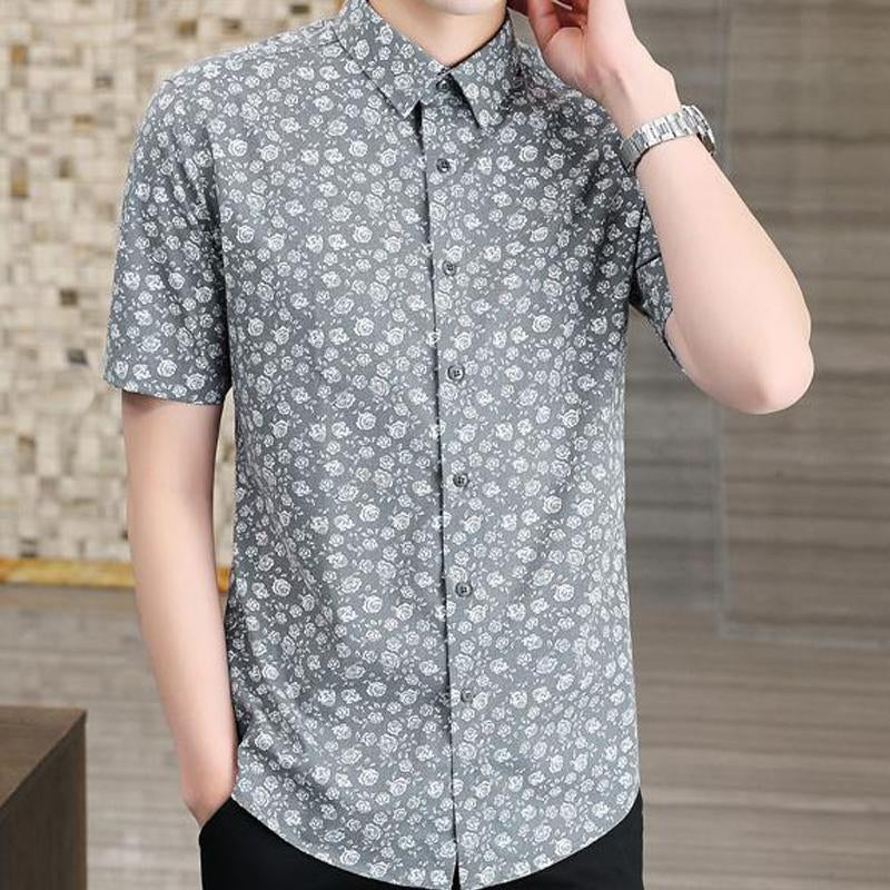 N0628 Summer Men's Fashion Printed Short Sleeve Shirt