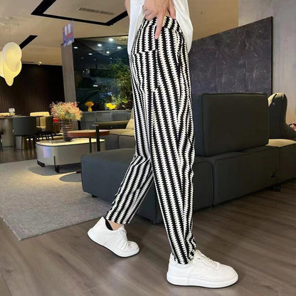 N0710 Men's fashionable all-match striped loose casual pants