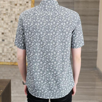 N0628 Summer Men's Fashion Printed Short Sleeve Shirt