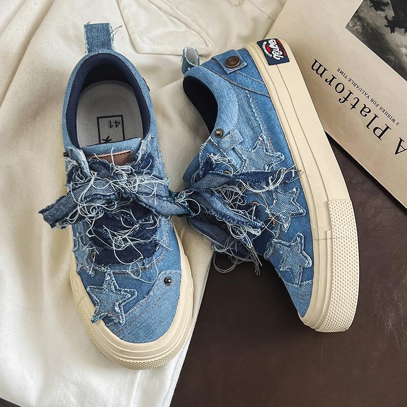 Denim Stars Couple Canvas Low-Top Men's Shoes